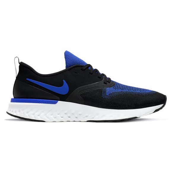 Nike Men`s Odyssey React 2 Flyknit Black/racer Blue Running Shoes Size 10,5 - Picture 1 of 9